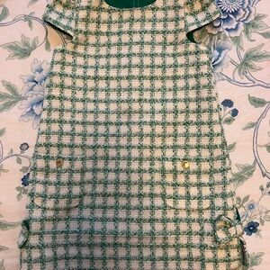Lilly Pulitzer 5T Tweed Holiday Dress - Green/Ivory/Gold
